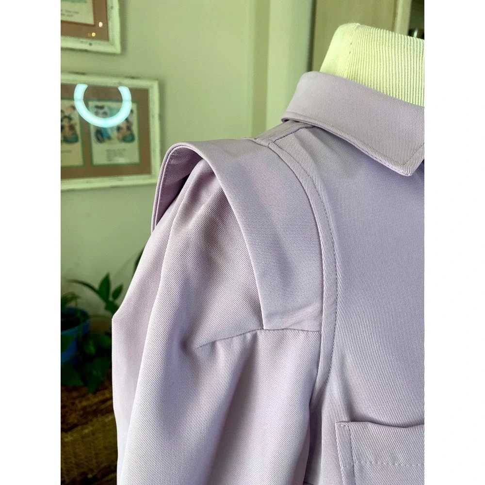 NWT Esqualo  Purple Button Down Belted Shirt Dress career size‎ 4 lilac dreams